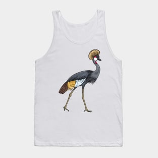 Grey crowned crane cartoon illustration Tank Top